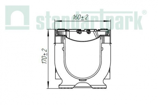 Лоток водоотводный PolyMax Drive DN100 h170 пластиковый с решеткой щелевой чугунной ВЧ кл. Е (комплект)